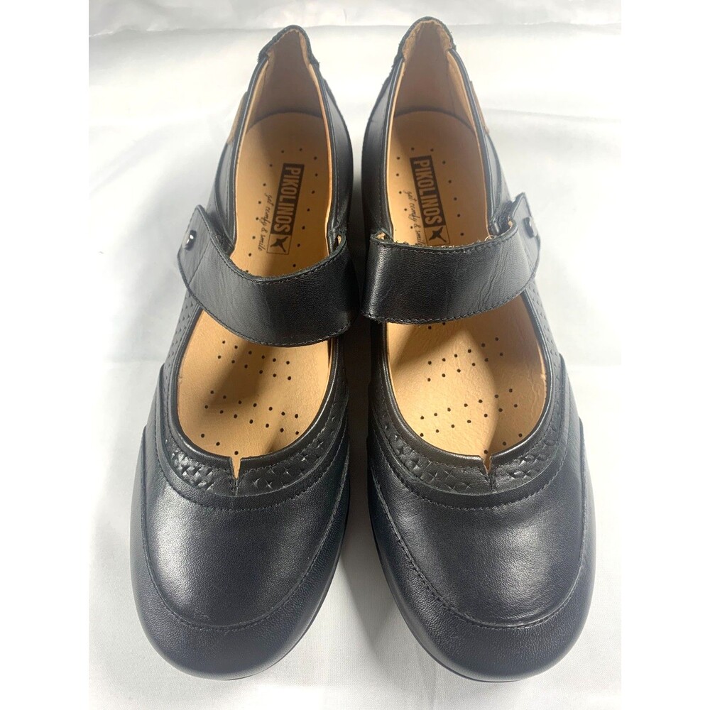 Pikolinos Black Leather Mary Jane Comfort Walking Shoes 38 EU 7.5 -8 US